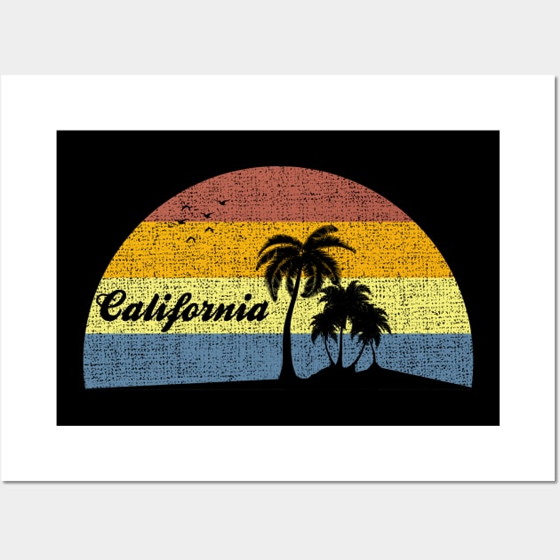 California Funny Vintage Summer Palm Tree Design Wall Art by FromHamburg